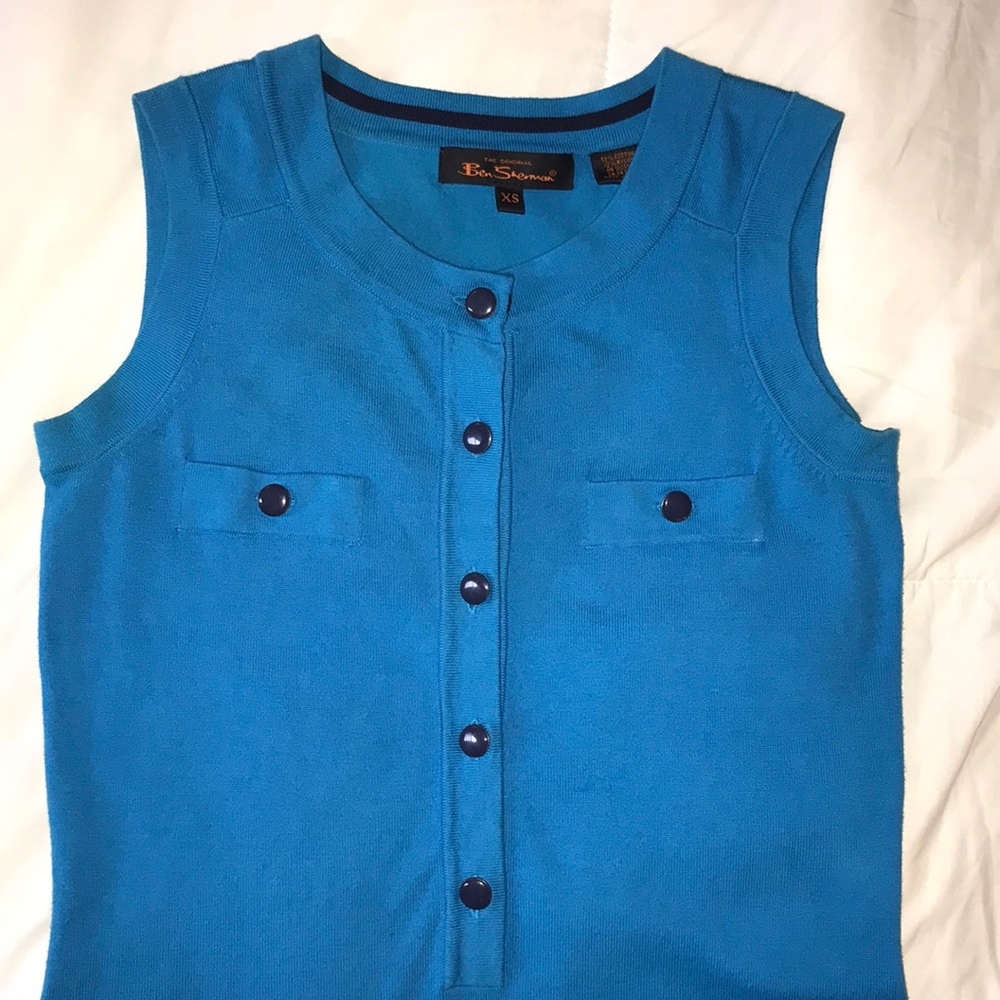 TEAL BLUE BEN SHERMAN KNIT SHIFT DRESS